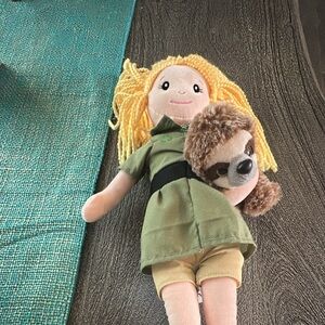 Plush Doll with Sloth Toy
